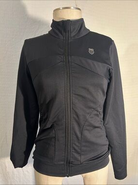 K-Swiss Black Full-Zip Athletic Bomber Jacket